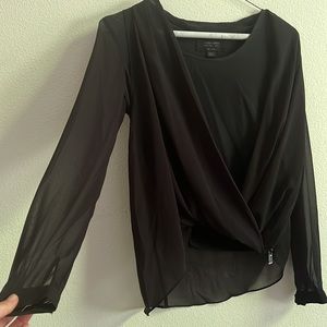All Saints 100% Silk Black Sheer Top
